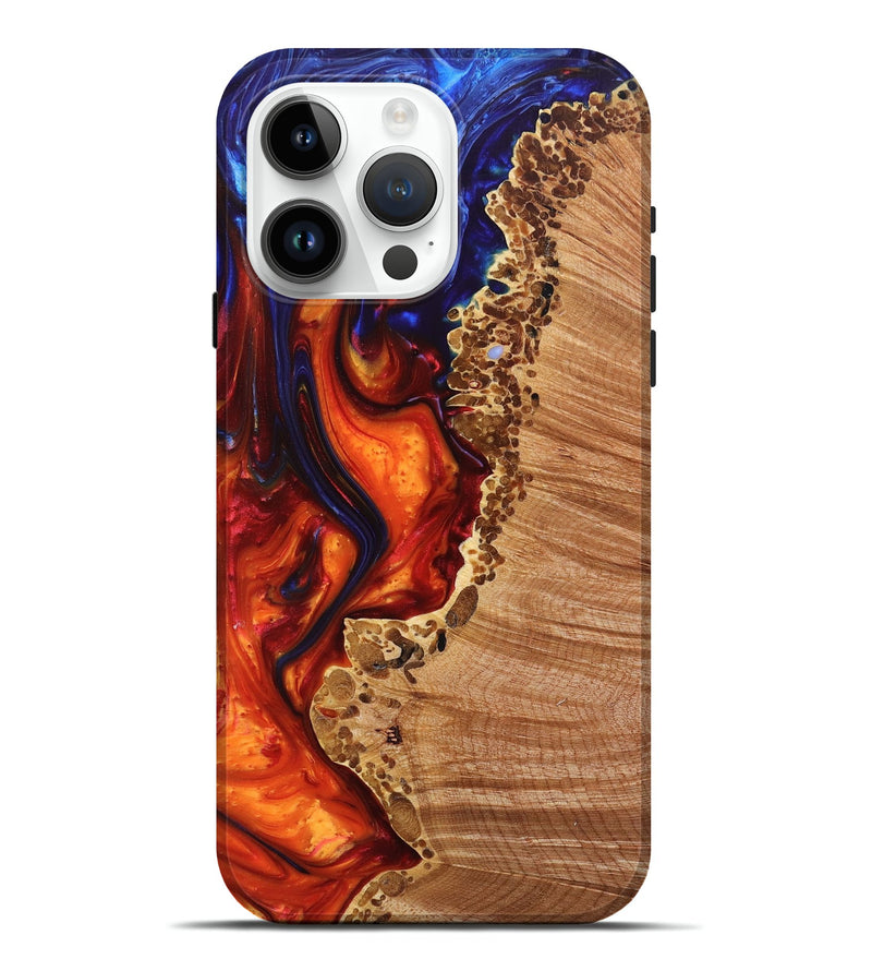 iPhone 15 Pro Max Wood+Resin Live Edge Phone Case - Makenna (Fire & Ice, 696162)