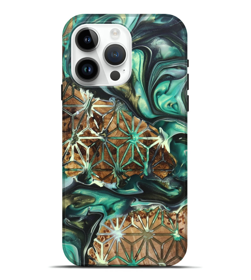 iPhone 15 Pro Max Wood+Resin Live Edge Phone Case - Alyssa (Pattern, 696178)