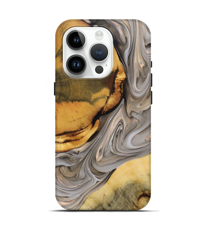 iPhone 15 Pro Wood+Resin Live Edge Phone Case - Kristen (Black & White, 696184)