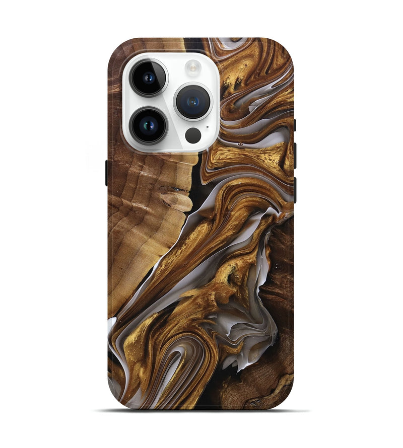 iPhone 15 Pro Wood+Resin Live Edge Phone Case - Stephanie (Black & White, 696189)