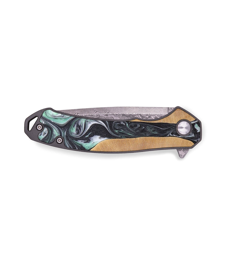 EDC Wood+Resin Pocket Knife - Felicia (Green, 696244)