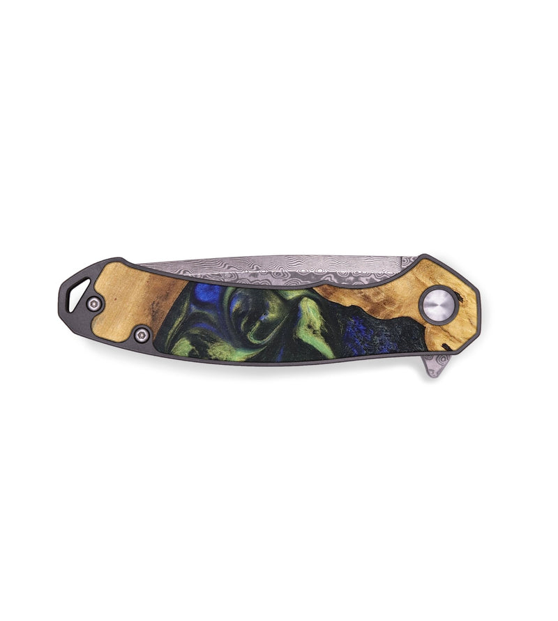 EDC Wood+Resin Pocket Knife - Angelique (Blue, 696274)