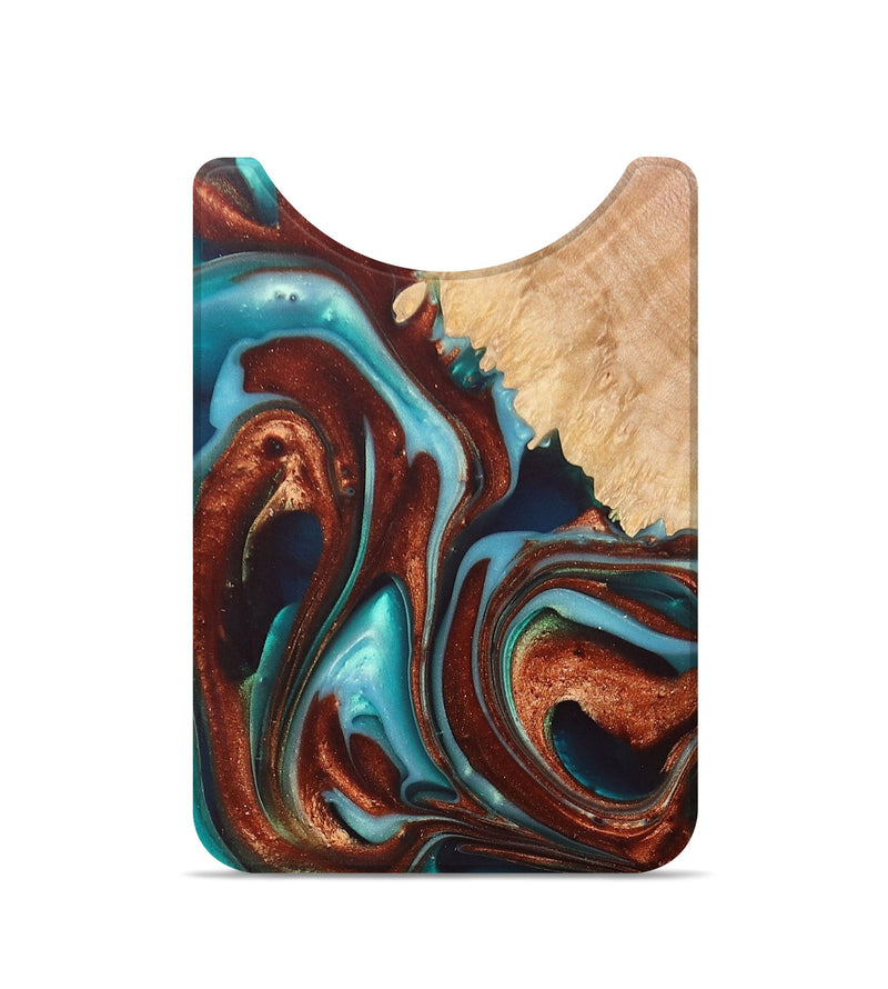 Live Edge Wood+Resin Wallet - Yasmin (Teal & Gold, 696282)