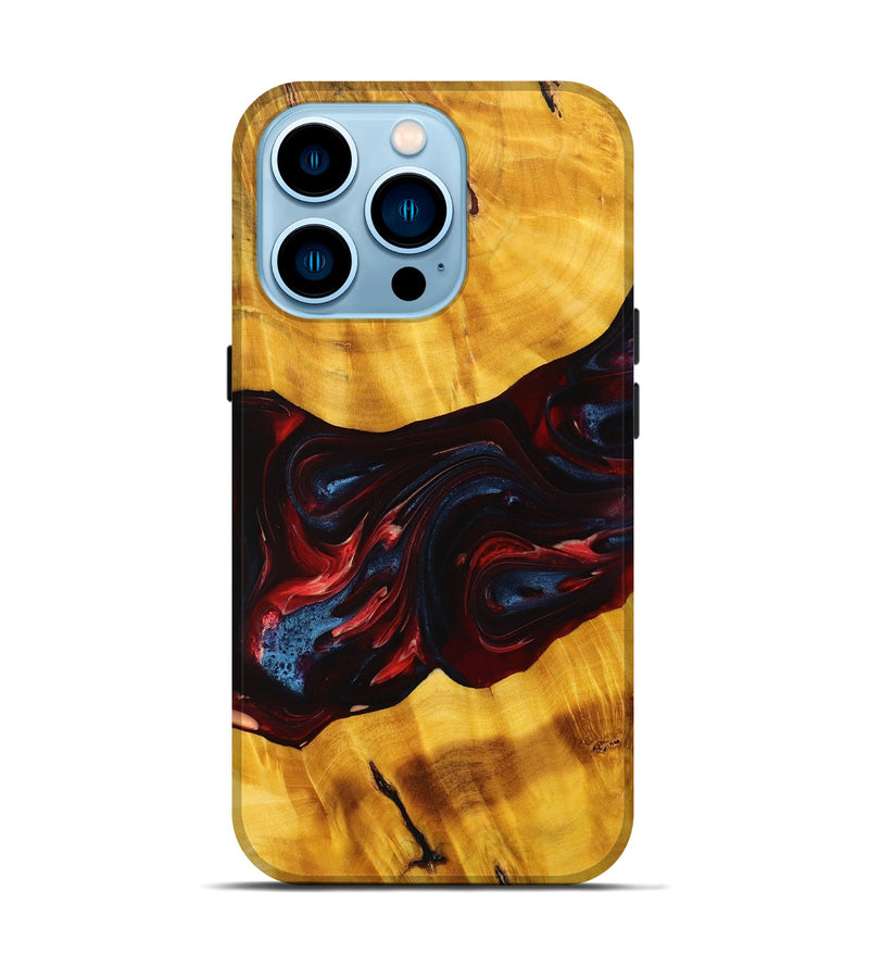 iPhone 14 Pro Wood+Resin Live Edge Phone Case - Gillian (Red, 696302)