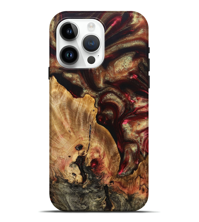 iPhone 15 Pro Max Wood+Resin Live Edge Phone Case - Milo (Red, 696304)