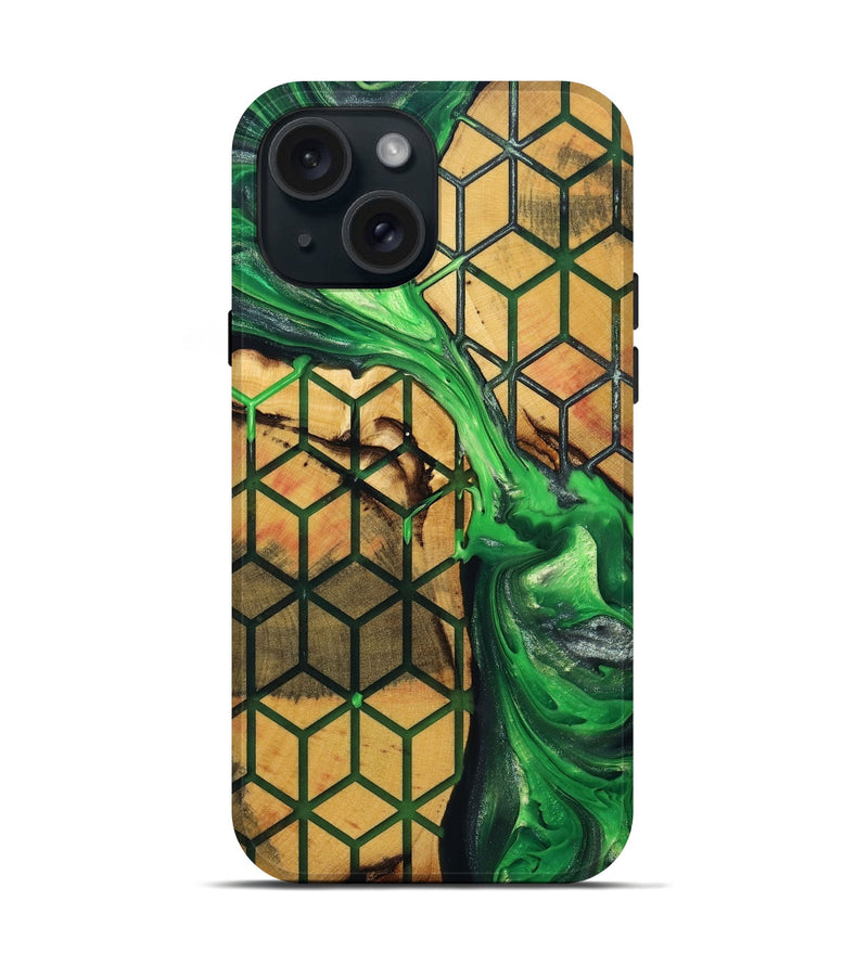 iPhone 15 Wood+Resin Live Edge Phone Case - Gerald (Pattern, 696314)