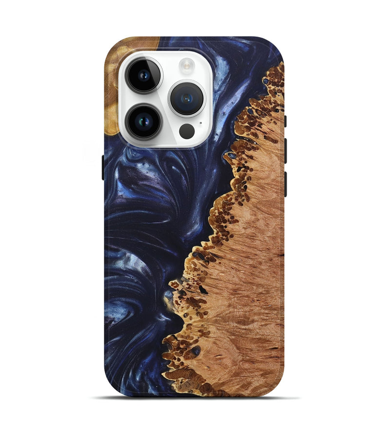 iPhone 15 Pro Wood+Resin Live Edge Phone Case - Victor (Blue, 696331)