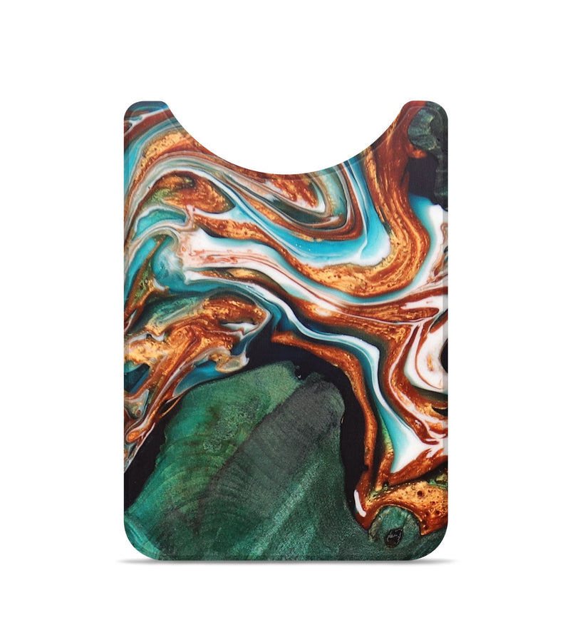 Live Edge Wood+Resin Wallet - Donnie (Teal & Gold, 696337)