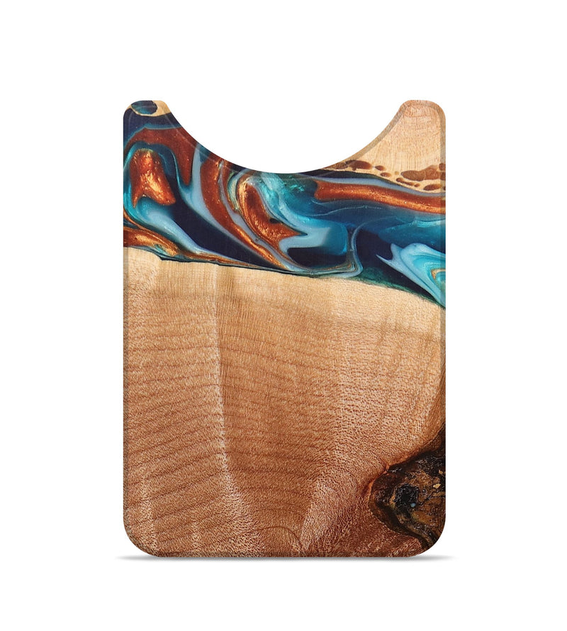 Live Edge Wood+Resin Wallet - Giuliana (Teal & Gold, 696348)