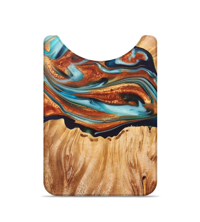 Live Edge Wood+Resin Wallet - Lilith (Teal & Gold, 696349)