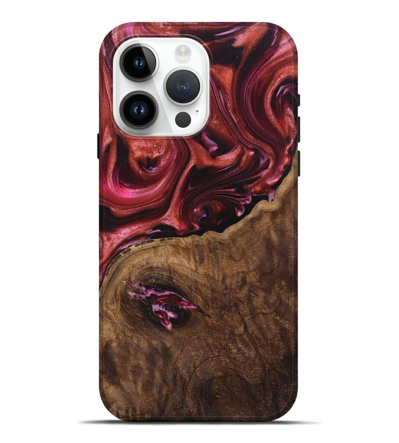 iPhone 15 Pro Max Wood+Resin Live Edge Phone Case - Colson (Red, 696412)