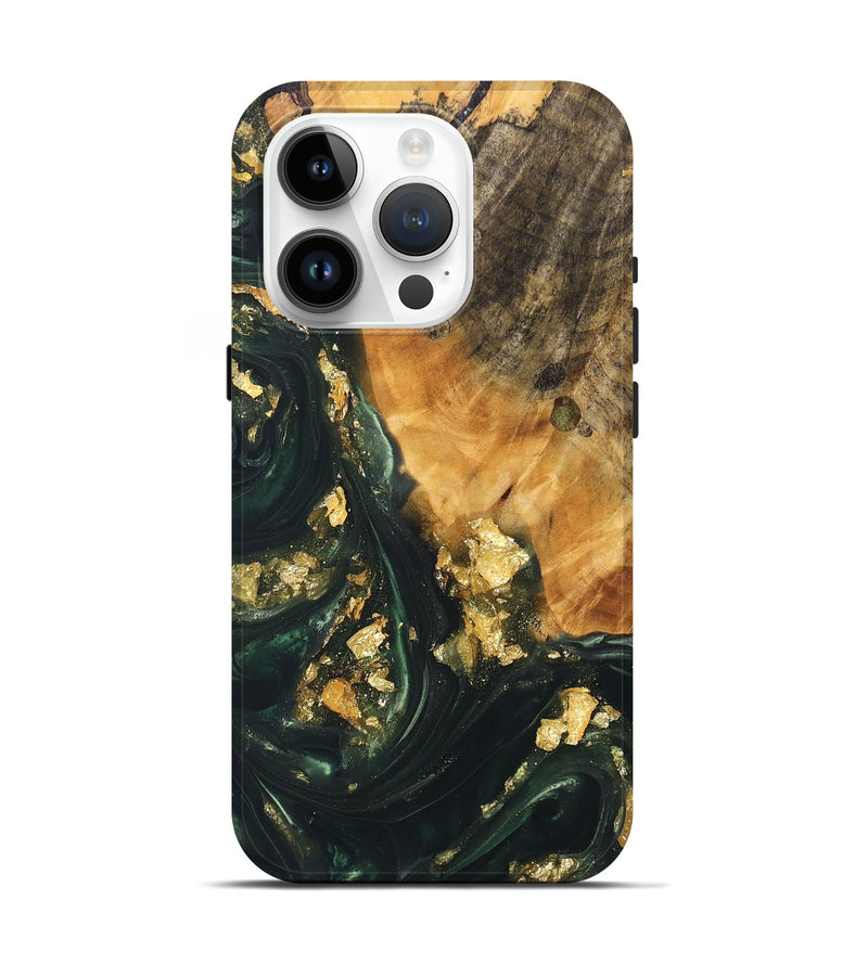 iPhone 15 Pro Wood+Resin Live Edge Phone Case - Ana (Green, 696421)