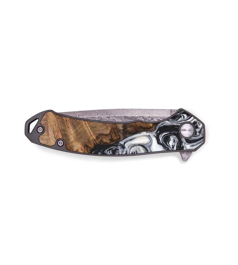 EDC Wood+Resin Pocket Knife - Carroll (Black & White, 696429)
