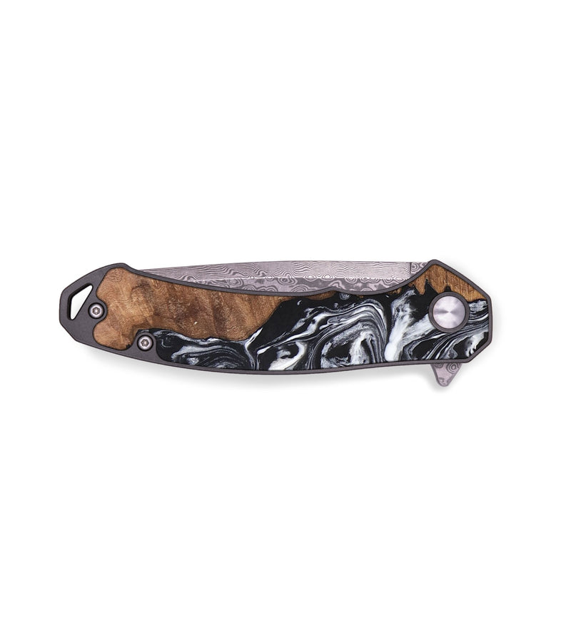 EDC Wood+Resin Pocket Knife - Tamika (Black & White, 696431)