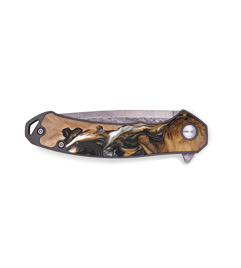 EDC Wood+Resin Pocket Knife - Solomon (Black & White, 696435)