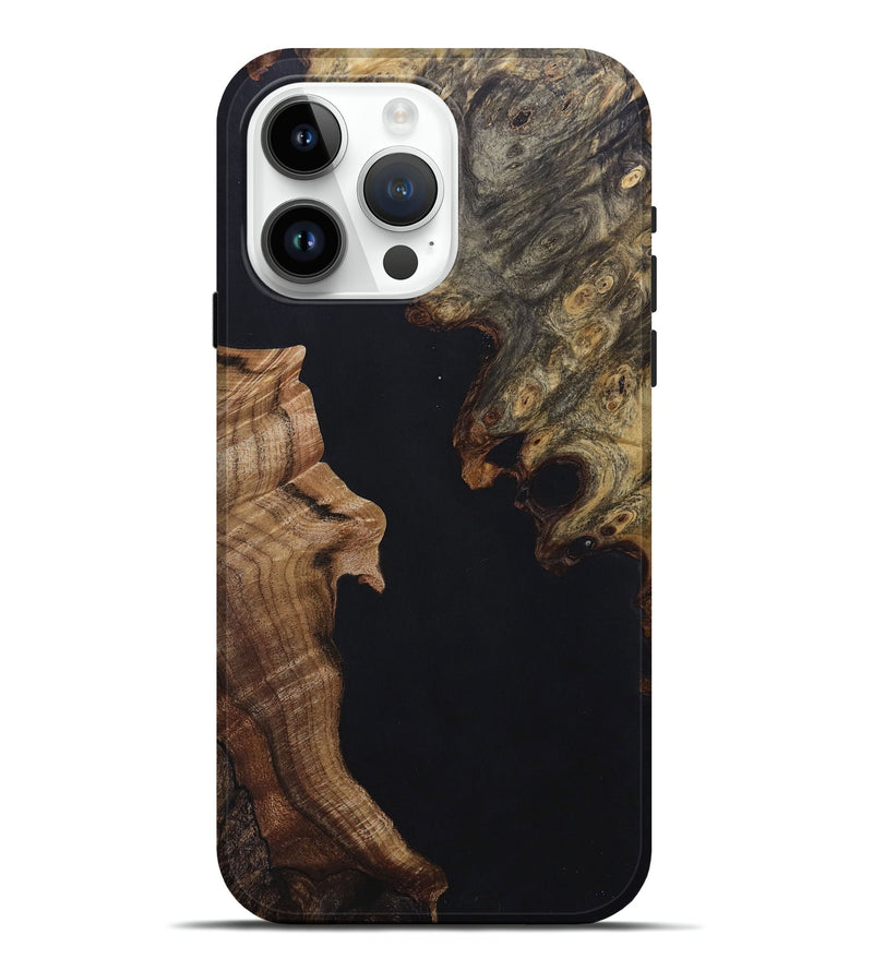 iPhone 15 Pro Max Wood+Resin Live Edge Phone Case - Keith (Pure Black, 696448)