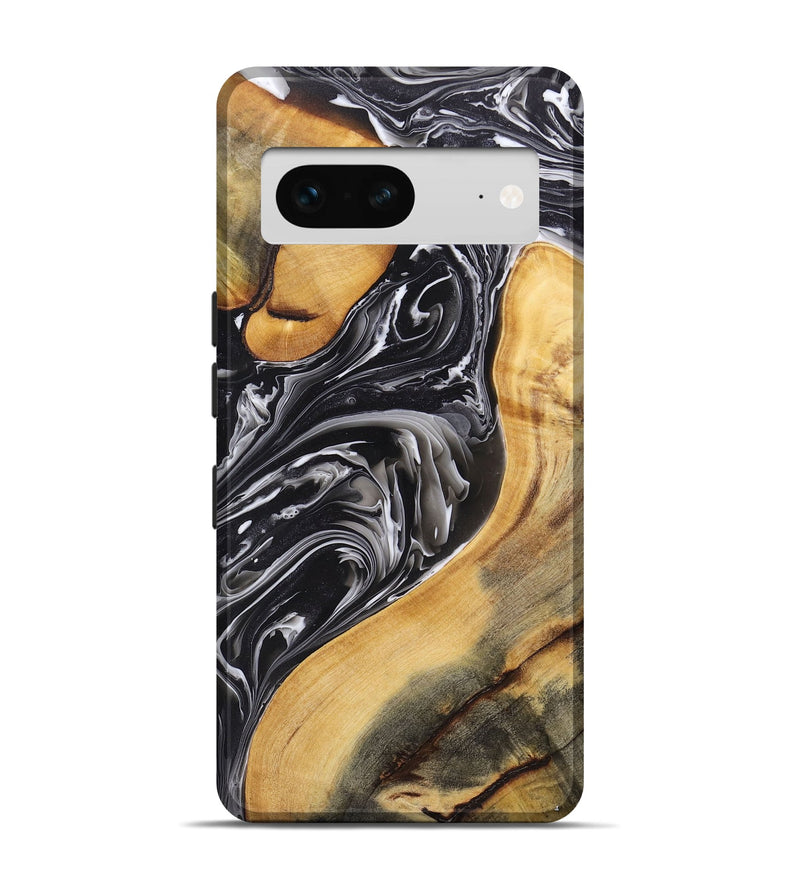 Pixel 7 Wood+Resin Live Edge Phone Case - Raquel (Black & White, 696454)