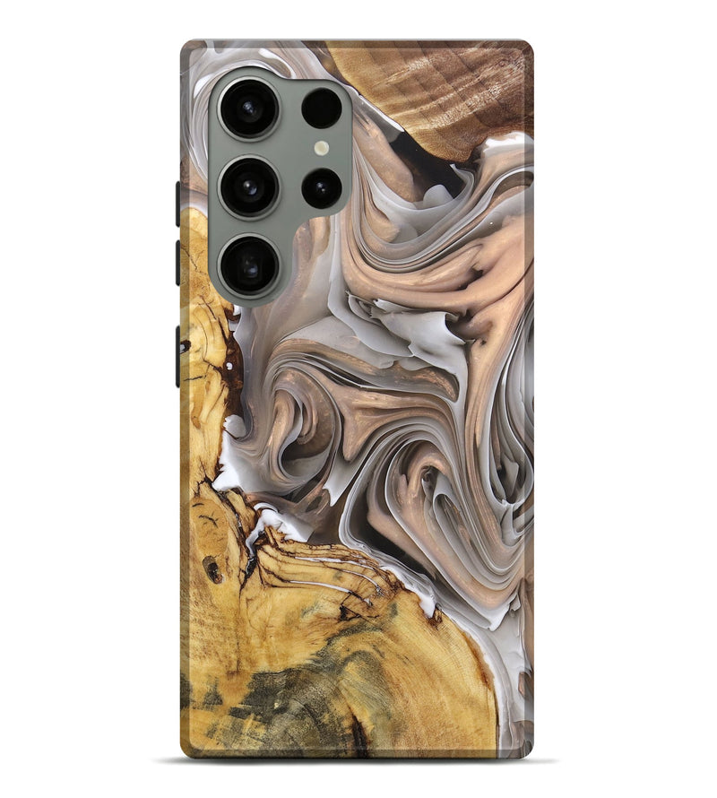 Galaxy S24 Ultra Wood+Resin Live Edge Phone Case - Bentley (Black & White, 696456)