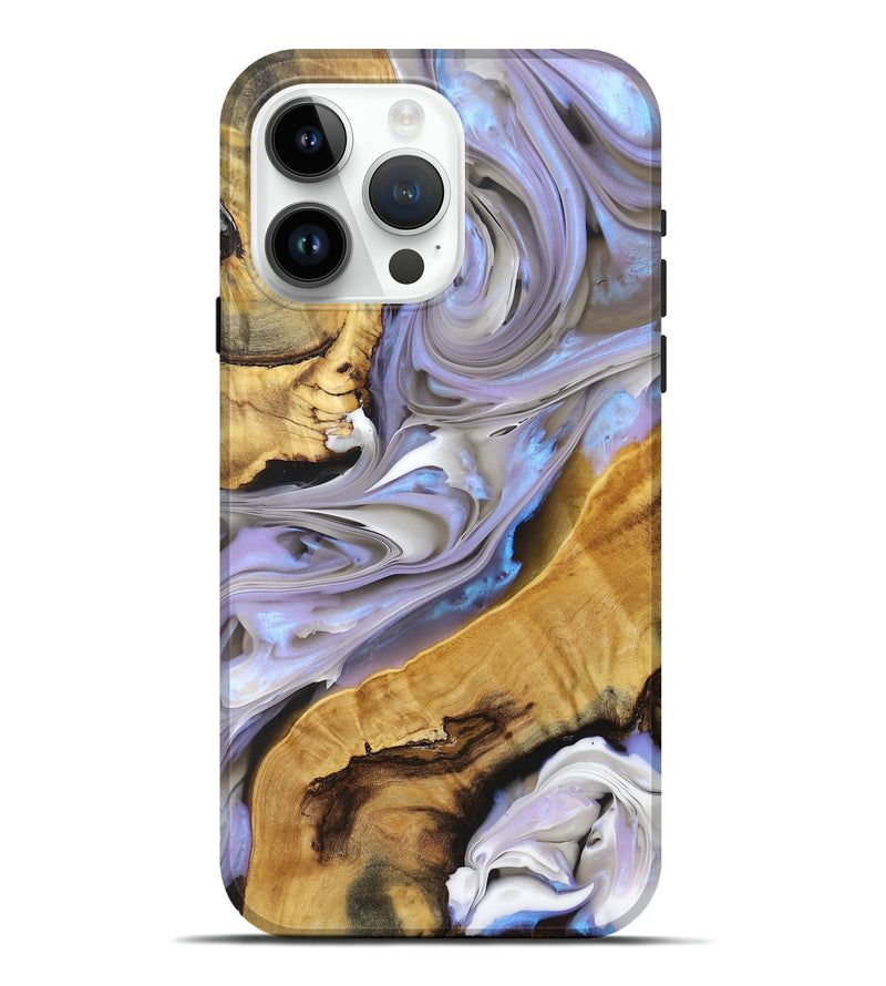 iPhone 15 Pro Max Wood+Resin Live Edge Phone Case - Crystal (Black & White, 696457)