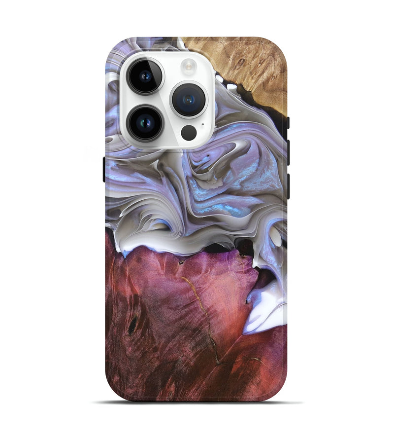 iPhone 15 Pro Wood+Resin Live Edge Phone Case - Terrence (Black & White, 696458)