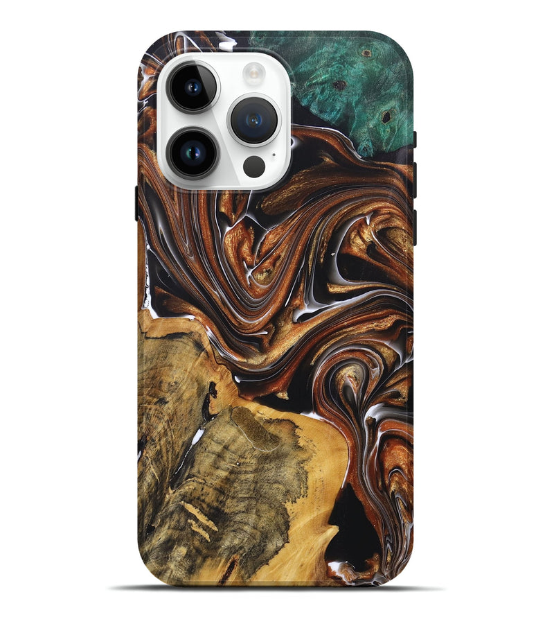 iPhone 15 Pro Max Wood+Resin Live Edge Phone Case - Mindy (Red, 696459)