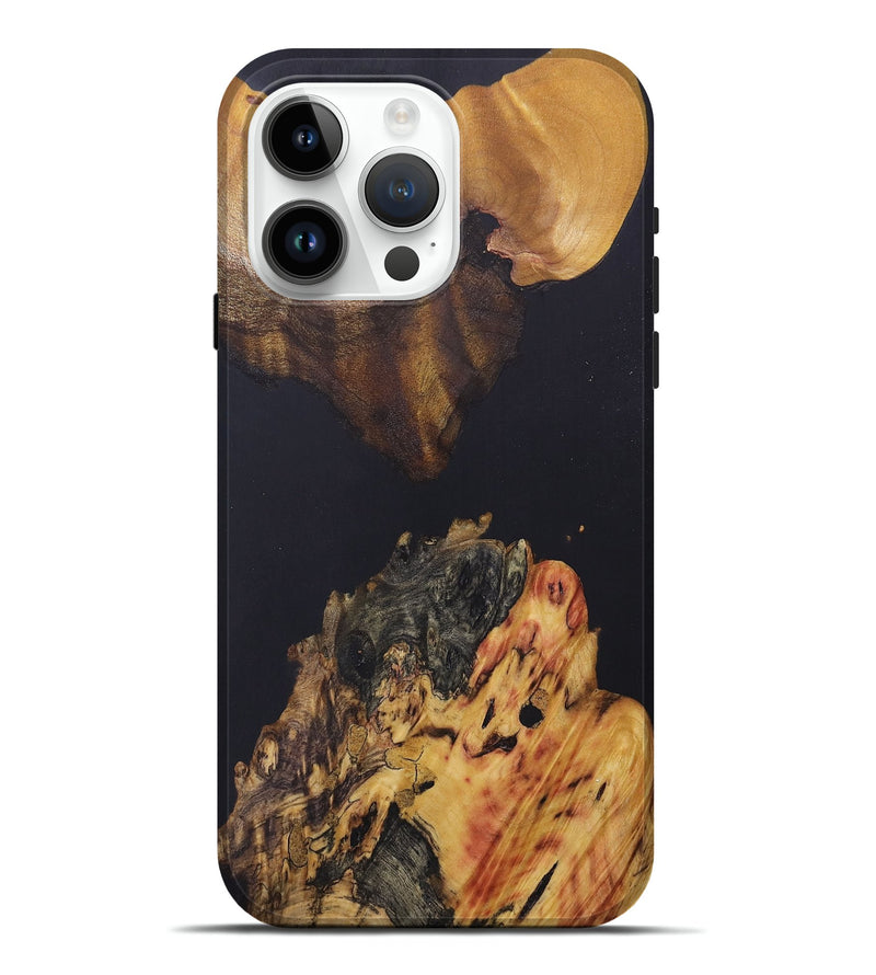 iPhone 15 Pro Max Wood+Resin Live Edge Phone Case - Loretta (Pure Black, 696564)