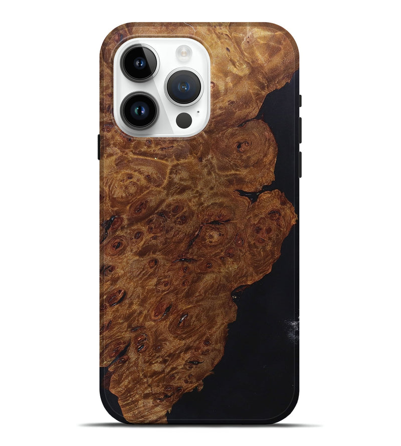 iPhone 15 Pro Max Wood+Resin Live Edge Phone Case - Shelley (Pure Black, 696565)