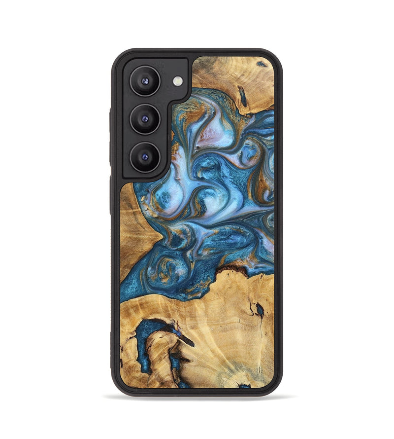 Galaxy S23 Wood+Resin Phone Case - Pedro (Teal & Gold, 696750)