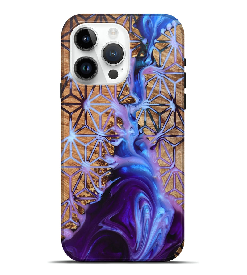 iPhone 15 Pro Max Wood+Resin Live Edge Phone Case - Tamara (Pattern, 696781)