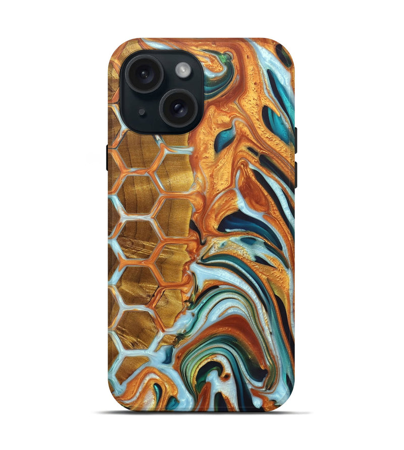 iPhone 15 Wood+Resin Live Edge Phone Case - Denise (Pattern, 696787)
