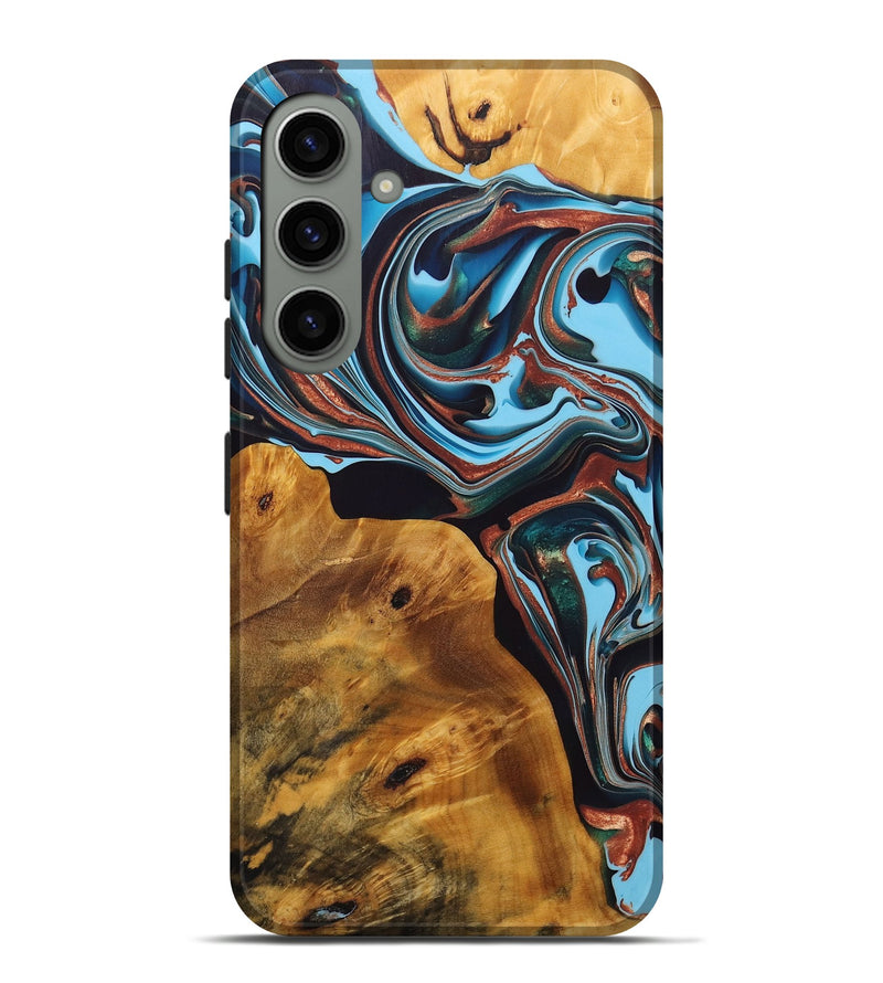 Galaxy S24 Plus Wood+Resin Live Edge Phone Case - Arturo (Teal & Gold, 696804)
