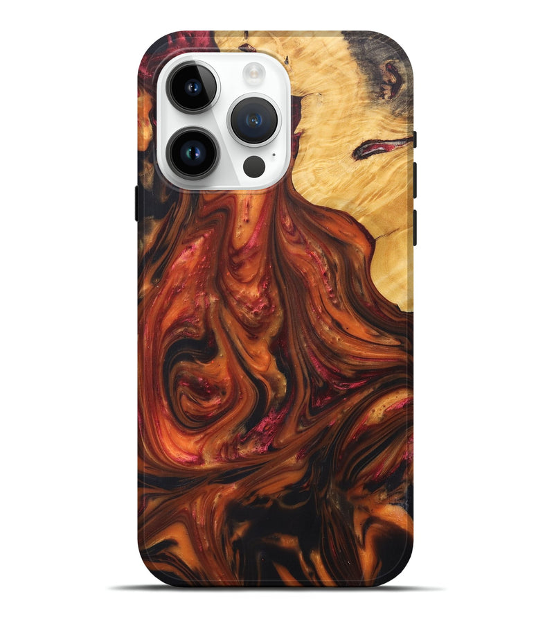 iPhone 15 Pro Max Wood+Resin Live Edge Phone Case - Mattie (Red, 696826)