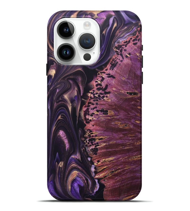 iPhone 15 Pro Max Wood+Resin Live Edge Phone Case - Elizabeth (Purple, 696844)