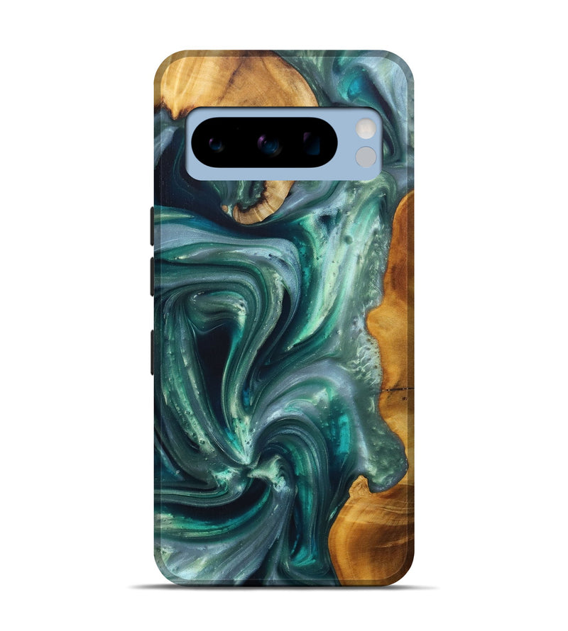 Pixel 8 Pro Wood+Resin Live Edge Phone Case - Lorena (Green, 696854)