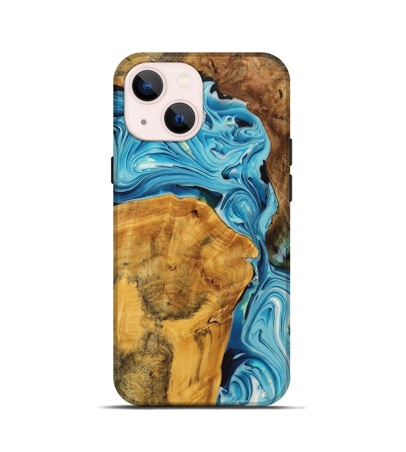 iPhone 13 mini Wood+Resin Live Edge Phone Case - Karissa (Blue, 696855)