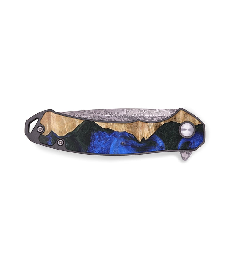 EDC Wood+Resin Pocket Knife - April (Blue, 696927)