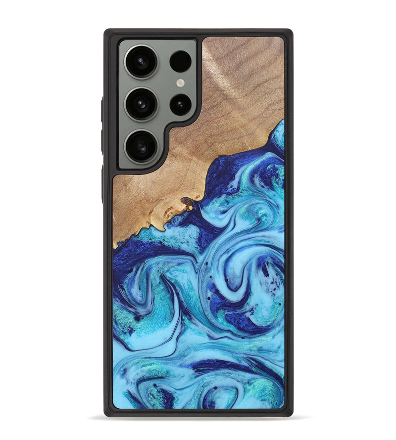 Galaxy S23 Ultra Wood+Resin Phone Case - Abel (Blue, 697029)