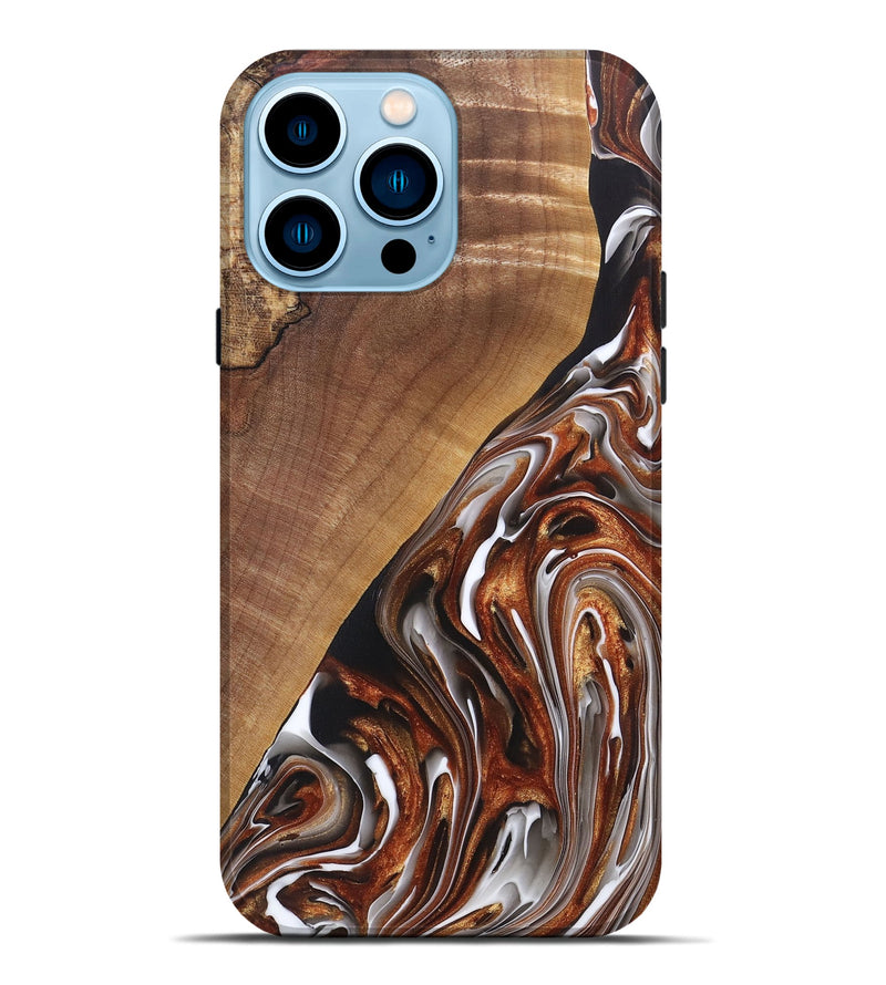 iPhone 14 Pro Max Wood+Resin Live Edge Phone Case - Ace (Black & White, 697342)