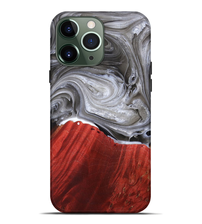 iPhone 13 Pro Max Wood+Resin Live Edge Phone Case - Robyn (Black & White, 697343)