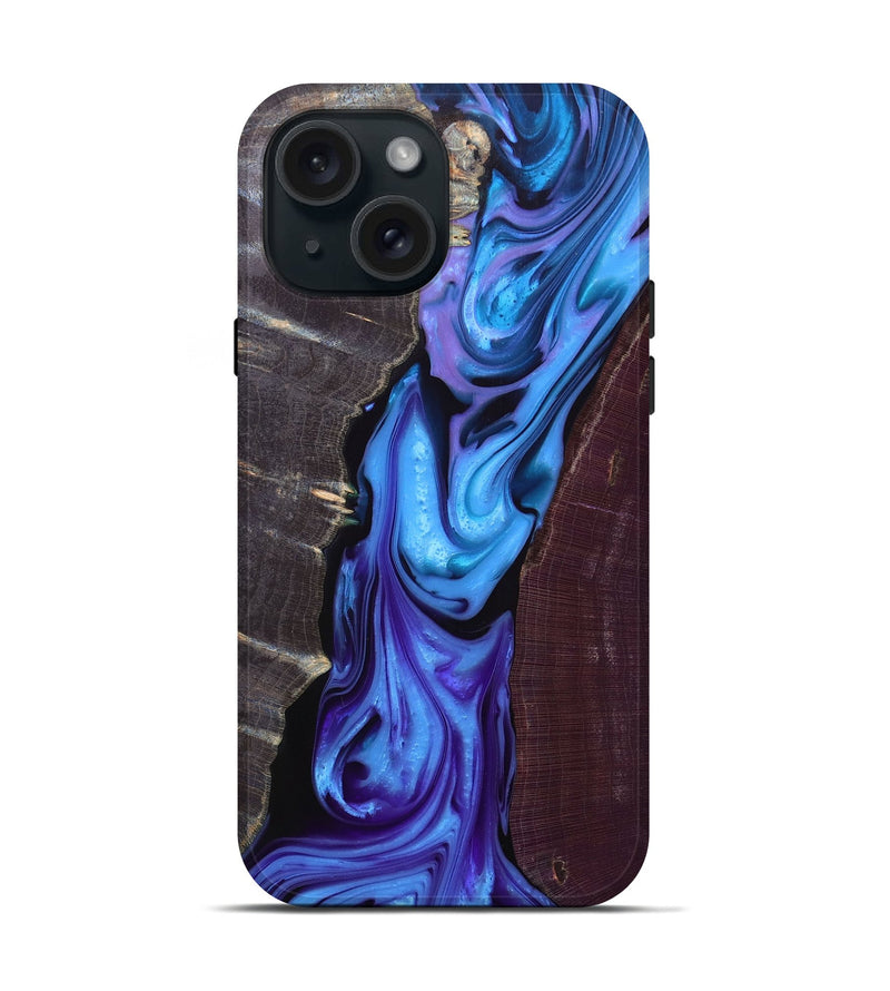 iPhone 15 Wood+Resin Live Edge Phone Case - Rihanna (Purple, 697345)