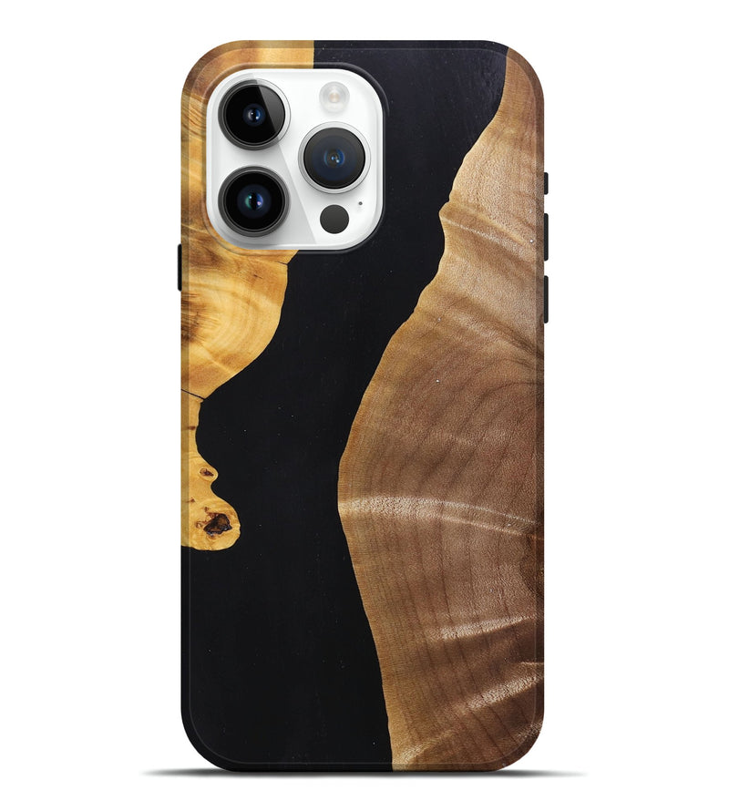 iPhone 15 Pro Max Wood+Resin Live Edge Phone Case - Brenden (Pure Black, 697346)