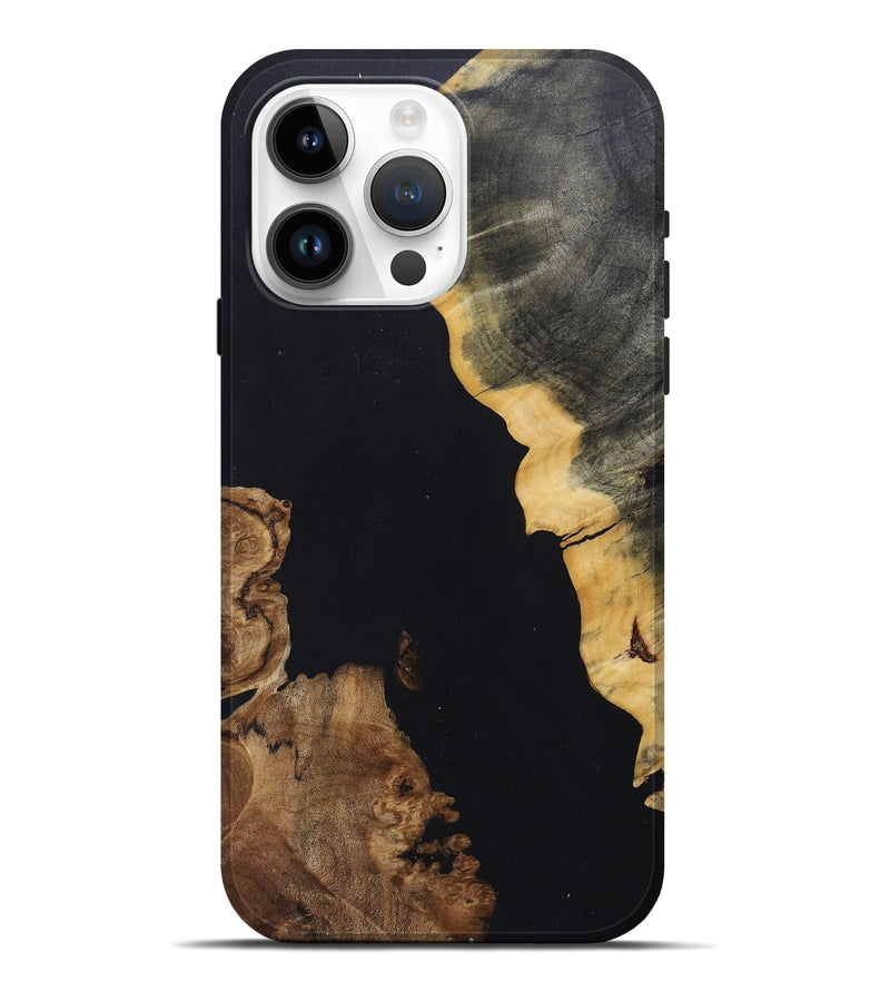 iPhone 15 Pro Max Wood+Resin Live Edge Phone Case - Kerri (Pure Black, 697347)