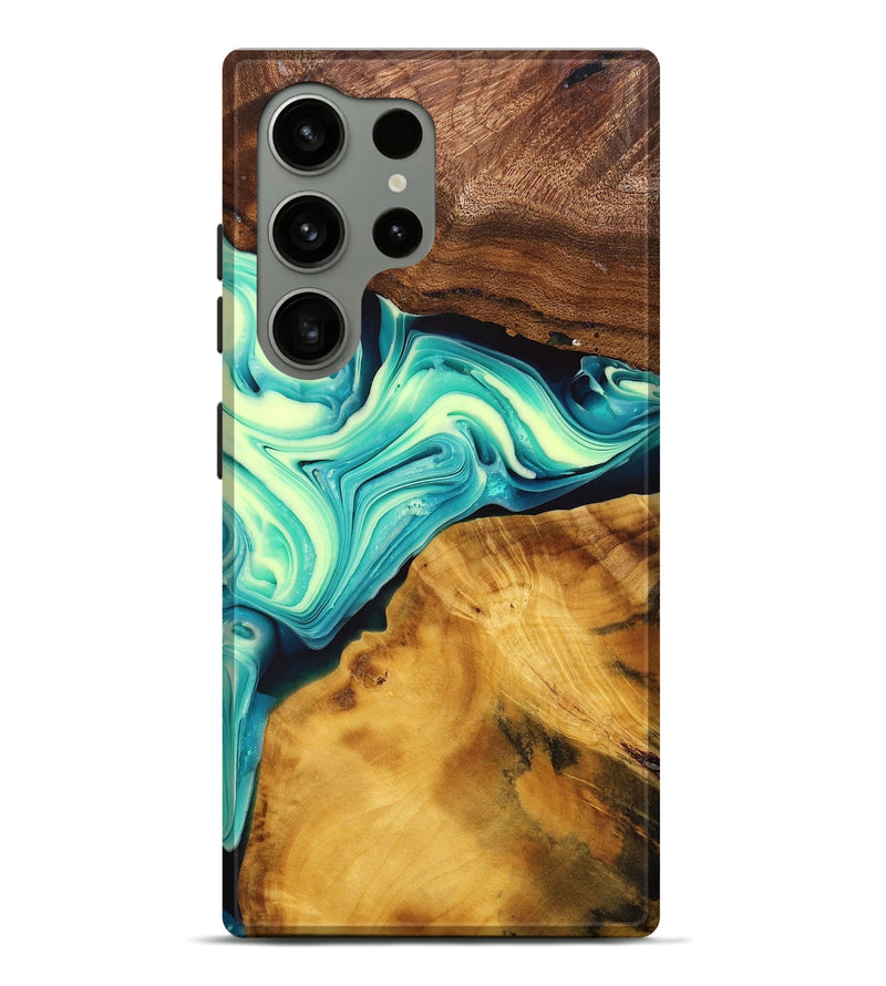 Galaxy S24 Ultra Wood+Resin Live Edge Phone Case - Tyrese (Green, 697360)