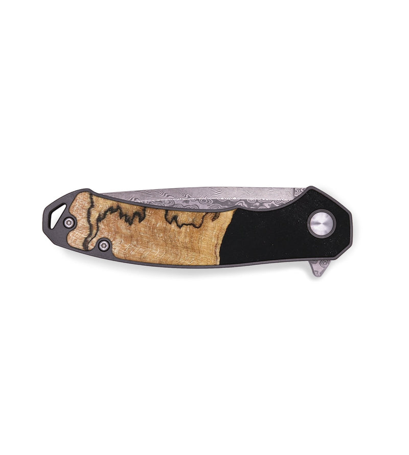 EDC Wood+Resin Pocket Knife - Natasha (Pure Black, 697363)