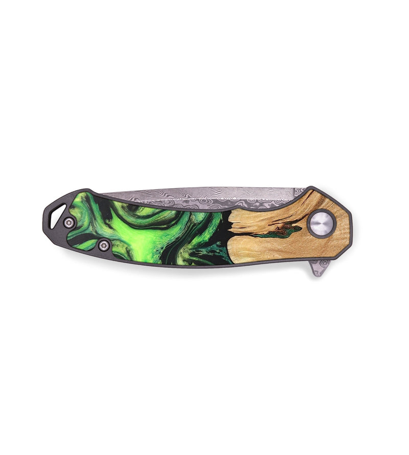 EDC Wood+Resin Pocket Knife - Madyson (Green, 697366)