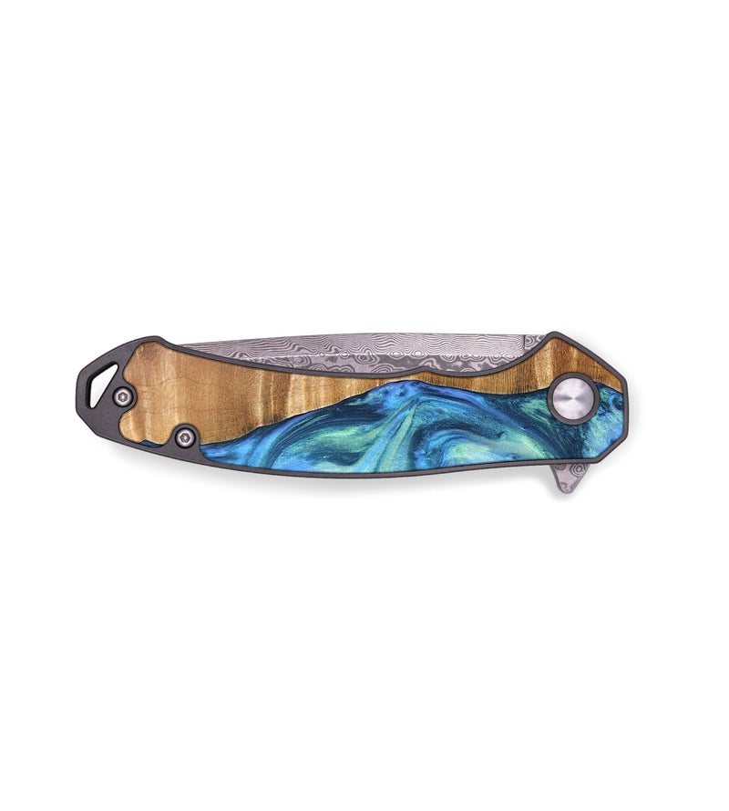 EDC Wood+Resin Pocket Knife - Ann (Blue, 697367)