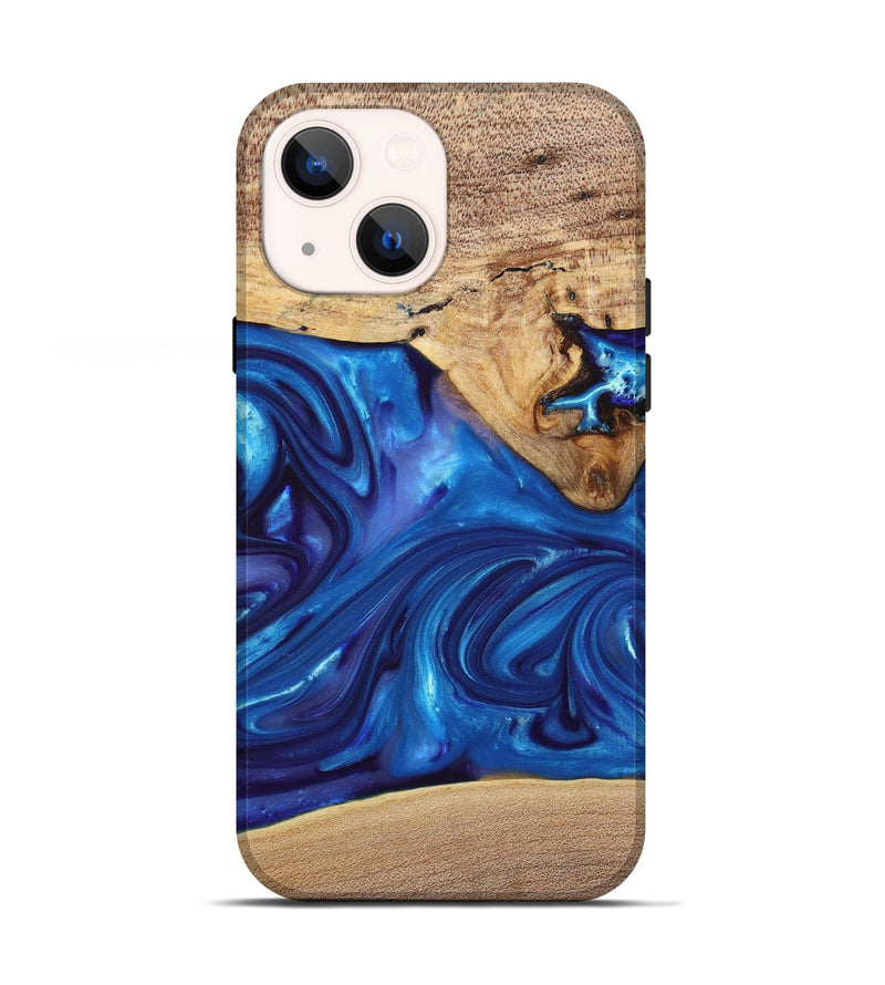 iPhone 13 Wood+Resin Live Edge Phone Case - Silas (Blue, 697420)