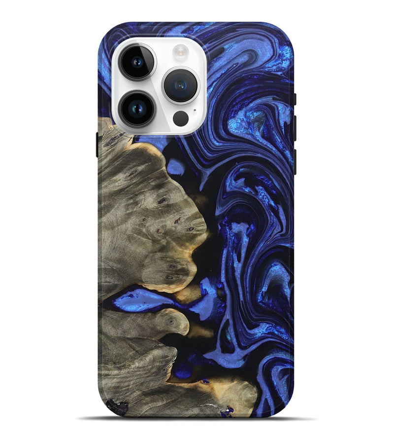 iPhone 15 Pro Max Wood+Resin Live Edge Phone Case - Tyrese (Blue, 697629)