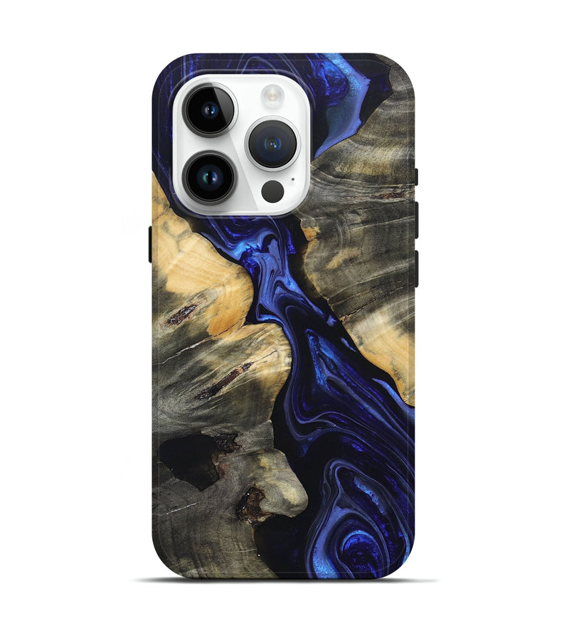 iPhone 15 Pro Wood+Resin Live Edge Phone Case - Maci (Blue, 697630)