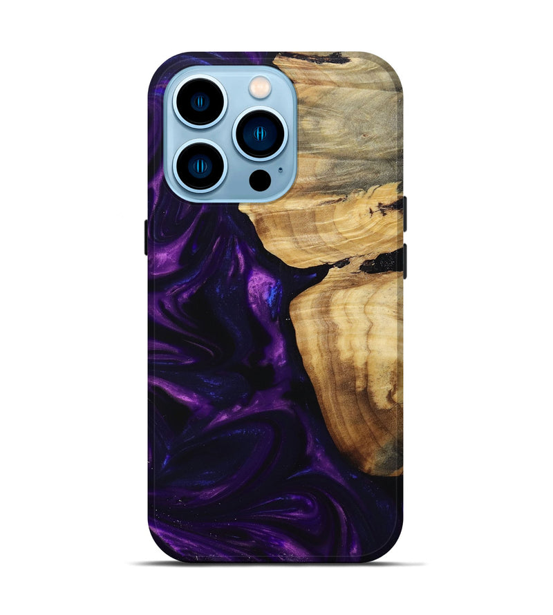 iPhone 14 Pro Wood+Resin Live Edge Phone Case - Tanya (Purple, 697640)